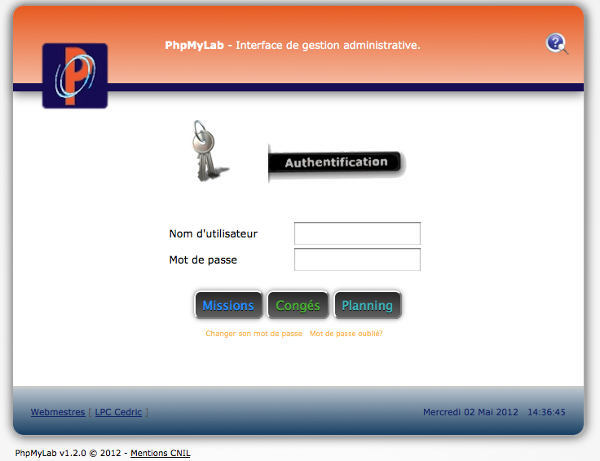 Identification à PhpMyLab