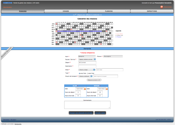 Module missions/déplacements